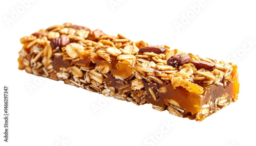 Wholesome grano cereal bar with assorted nuts and decadent chocolate drizzle