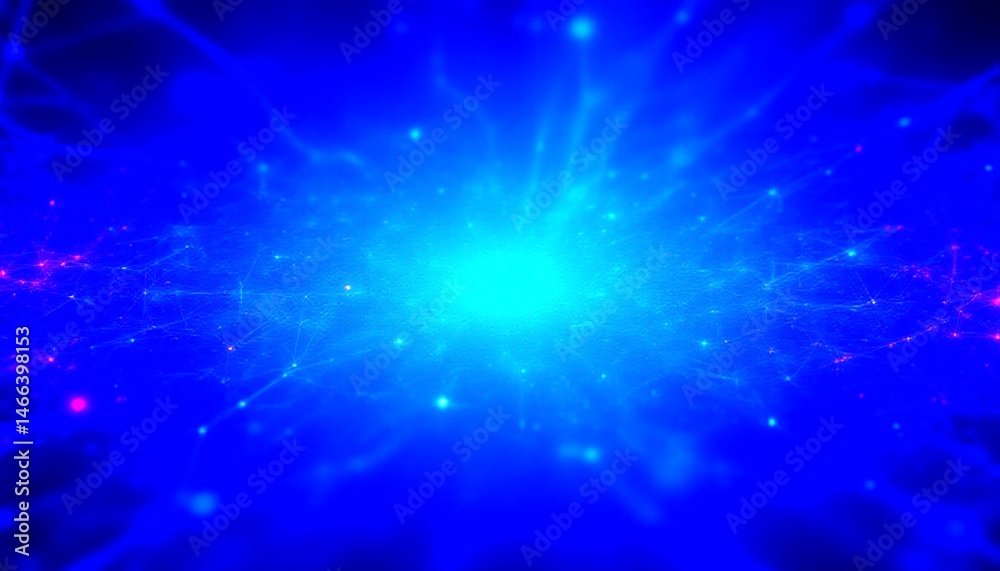Naklejka premium this is a composite of two images: an upper portion with a vibrant, cosmic scene dominated by a bright, blue nebula like shape, and a lower portion showing an interconnected web of purple and pink lin