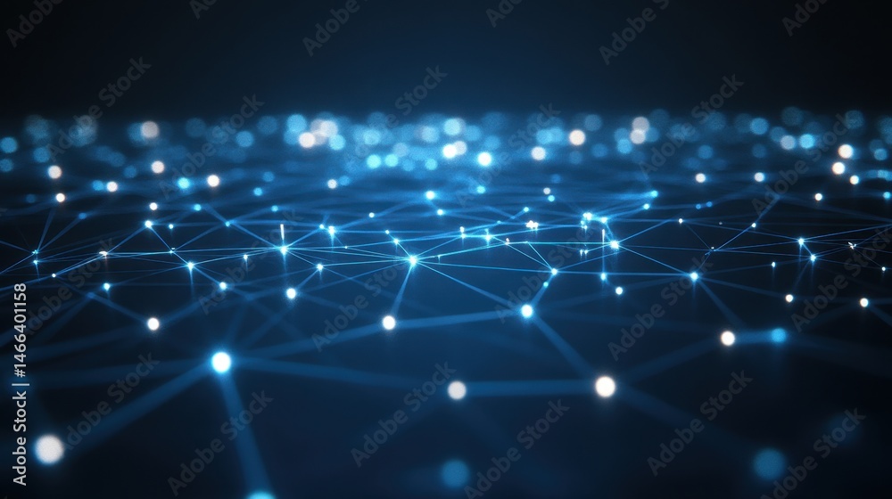 Obraz premium Abstract network connectivity illuminated dots blue futuristic technological system representing digital innovation artificial intelligence