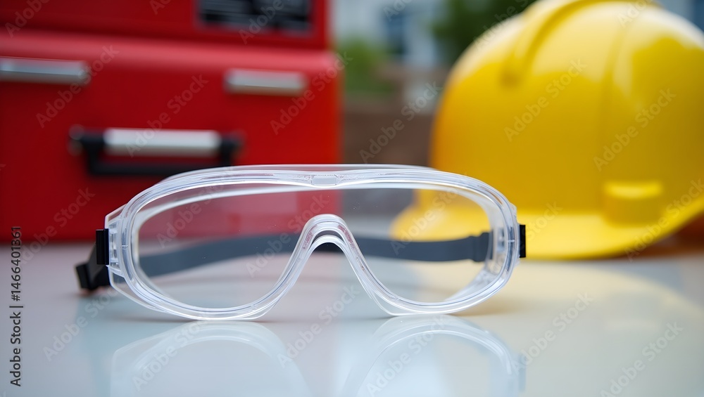 safety goggles, transparent protective eyewear, safety equipment, workplace accessories, personal protective gear, industrial protection, workshop tools