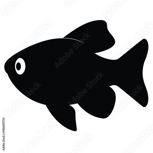 celestial pearl danio fish vector silhouette icon, black and white illustration of fish.