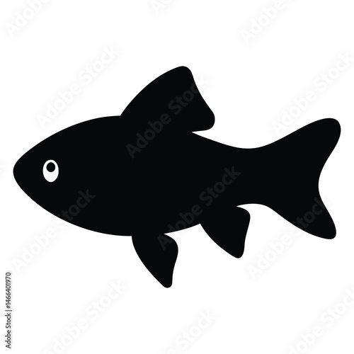 celestial pearl danio fish vector silhouette icon, black and white illustration of fish.