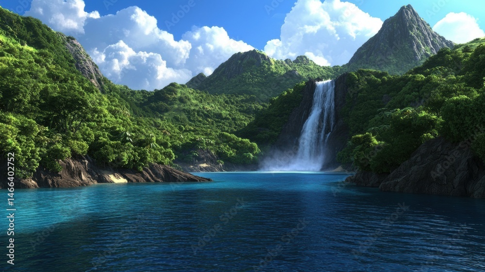 Fototapeta premium a beautiful waterfall in the middle of a tropical forest