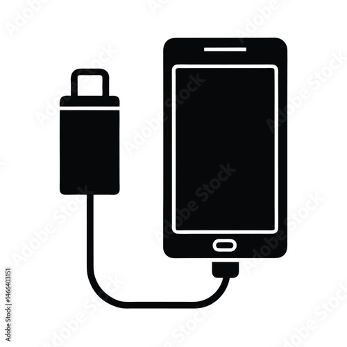 Smartphone Battery Icon with Charging Cable