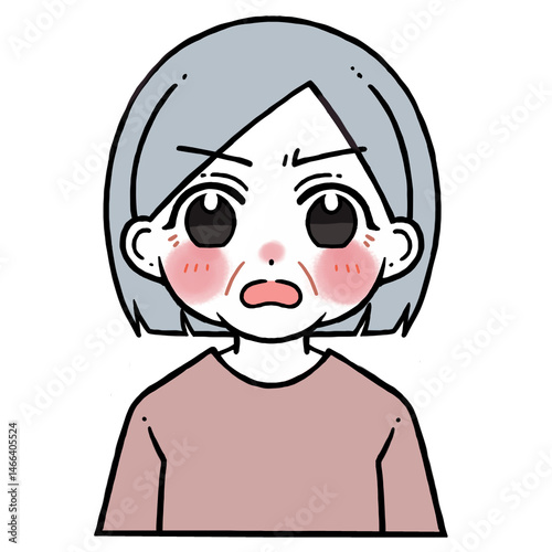 凄く怒った顔の老人女性