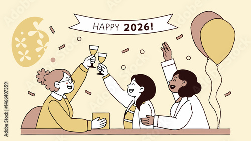 Celebrating the New Year 2026 with Toasts, Balloons, and Joyful Moments with Friends