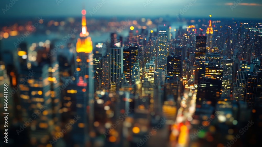 Vibrant night cityscape with illuminated skyscrapers creating a dynamic urban atmosphere