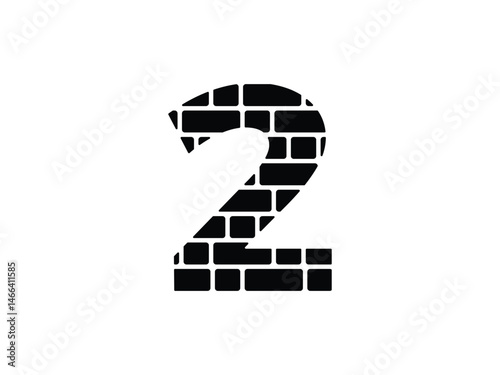number 2 brick wall symbol icon design vector isolated transparent background