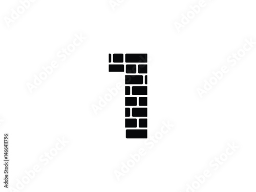 number 1 brick wall symbol icon design vector isolated transparent background