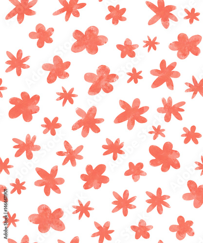Wallpaper Mural Cute Hand Drawn Floral Seamless Pattern. Red Flowers on a White Background. White-red Floral Wallpaper. Delicate Floral Repeatable Print Made Of Red Wildflowers. Abstract Blooming Garden.	
 Torontodigital.ca