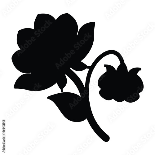 cloudberry vector silhouette icon, black and white illustration of fruits.