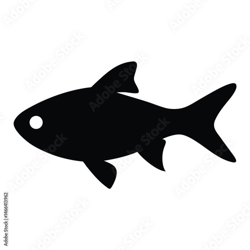 congo tetra fish vector silhouette icon, black and white illustration of fish.