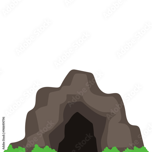Cartoon Illustration of a Dark Cave Entrance