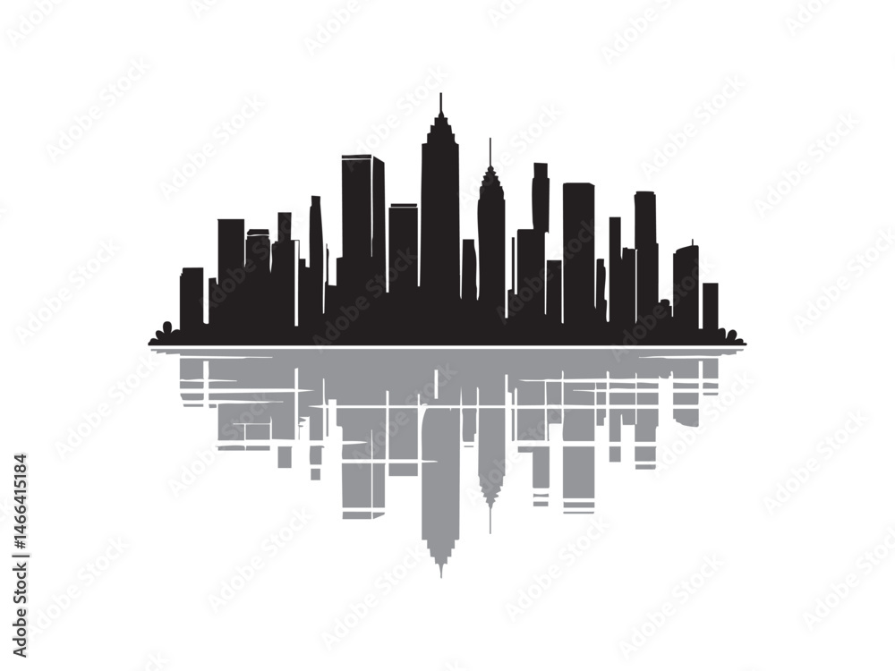 Fototapeta premium Black Urban Skyline Silhouette Vector Art – Minimal Flat Design
