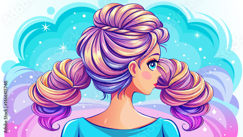 Back rear side photo of charming girl show perfect strong wellness hairstyle hairdo after hairdresser therapy coiffure have professional hair coloration isolated over pastel color white  background.