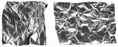 Bright Metallic Foil Paper Sheet With Crumpled Surface Effects Isolated on a Transparent or White Background