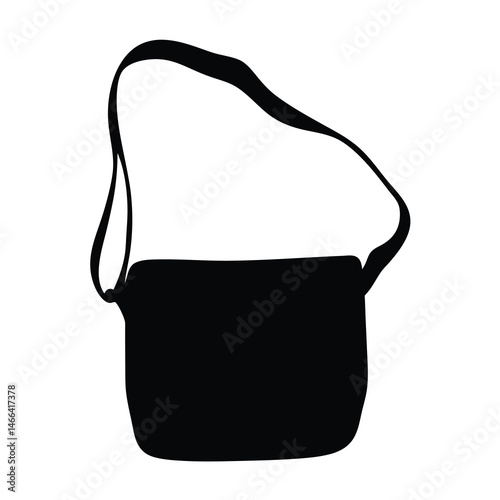crossbody bags vector silhouette icon, black and white illustration of footwear.