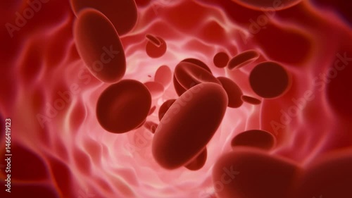 Health concept. Inside the blood vessel, white blood cells inside the blood vessel, High quality 3d render 4k. Of blood cells, animation medical video