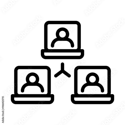 online meeting outline icon. virtual meeting line art illustration.