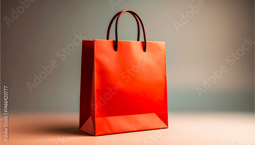 red shopping bag on white background