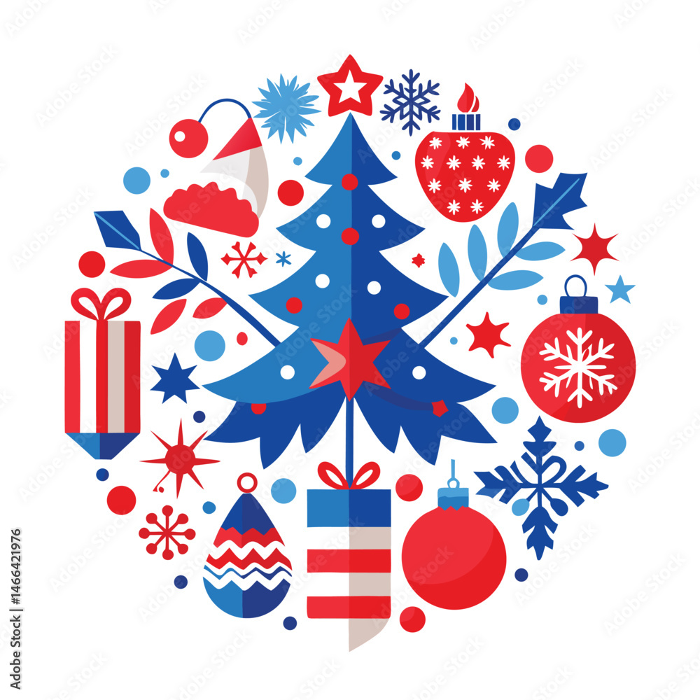Obraz premium Christmas-themed design using the various red and blue elements provided. 