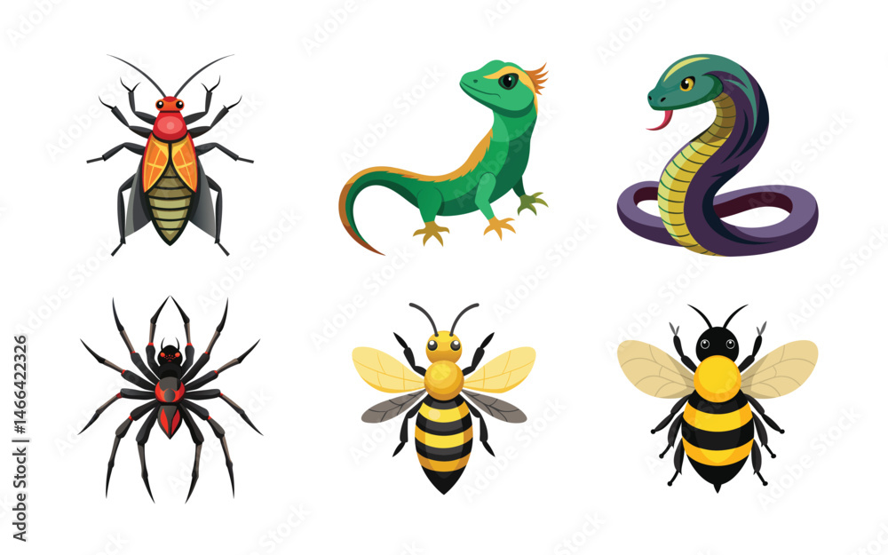 Obraz premium set of cartoon animals vector on white background