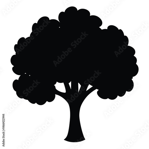 dogwood tree vector silhouette icon, black and white illustration of trees.