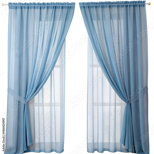 blue curtains isolated on white background