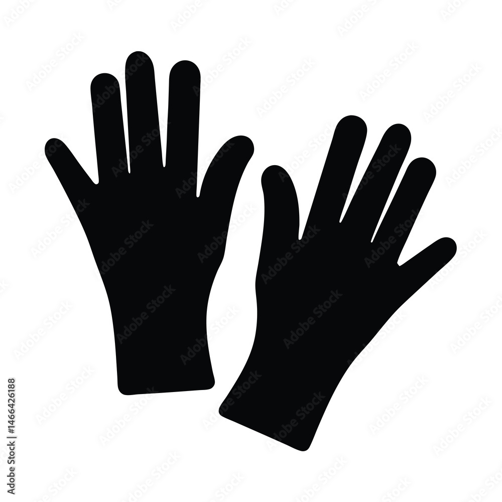 driving gloves vector silhouette icon, black and white illustration of footwear. driving gloves vector silhouette icon, black and white illustration of footwear.