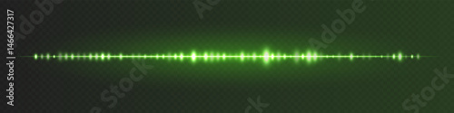 Green sound line with luminous peaks and fading endpoints on dark checkered backdrop, suitable for AI audio input, voice bot interface or assistant visualization.