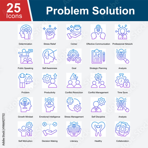 Problem Solution represents strategies and tools for overcoming challenges in the workplace, enhancing communication, managing stress, and fostering a growth mindset to improve personal and profession
