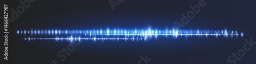 Blue vivid waveform featuring split amplitude lines and bright spikes, designed for music editing, podcast audio visuals or smart device UI feedback.