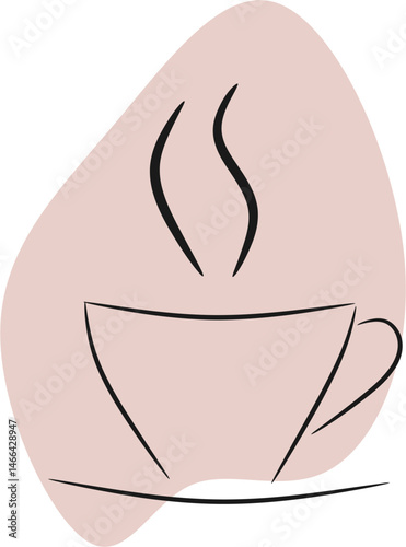 Minimal Line Coffee Cup with Pastel Blob Background – Modern Vector Art