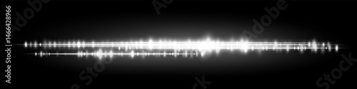 White sound visualization with rich glowing amplitude lines and soft light reflection, great for smart assistant input or music control UI.