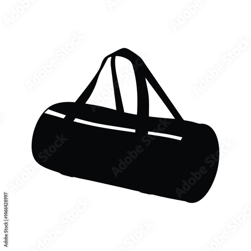 duffel bags vector silhouette icon, black and white illustration of footwear.