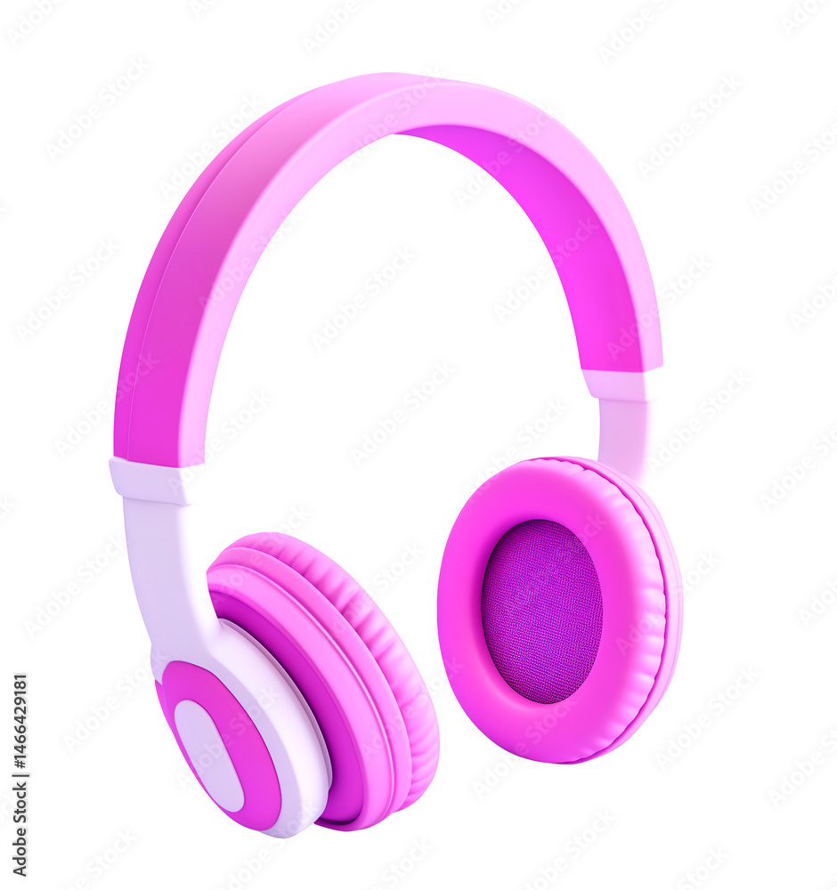 Pink and white Headphone 3D Isolated on Transparent Background Pink and white Headphone 3D Isolated on Transparent Background