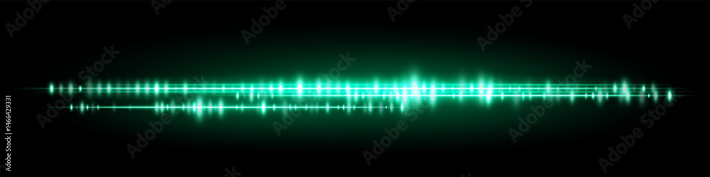 Fototapeta premium Bright blue waveform with soft glowing light and triple layered amplitude lines, designed for futuristic sound interfaces or voice screens.