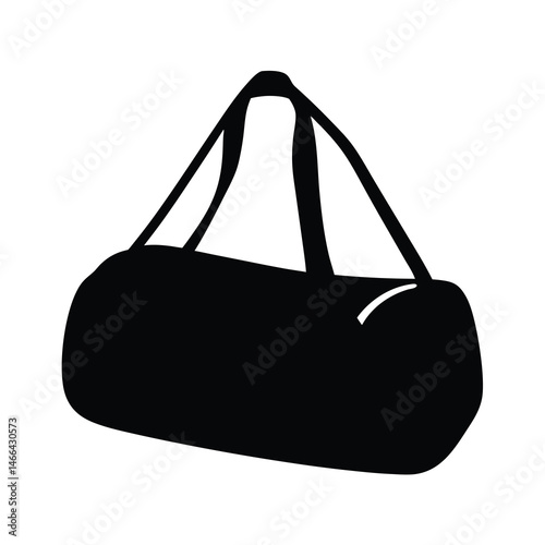 duffel bags vector silhouette icon, black and white illustration of footwear.