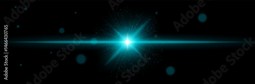Blue light flare with central burst and soft radial particles, perfect for signal activation, futuristic UI or laser tech visual representation.