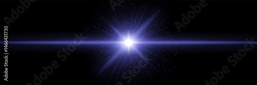 Blue energy flash with linear rays, star core, light scatter on black. Emphasizes heat burst, galactic pulse, cosmic ignition, futuristic impact.