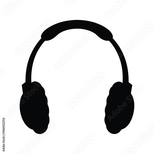 ear muffs vector silhouette icon, black and white illustration of footwear.