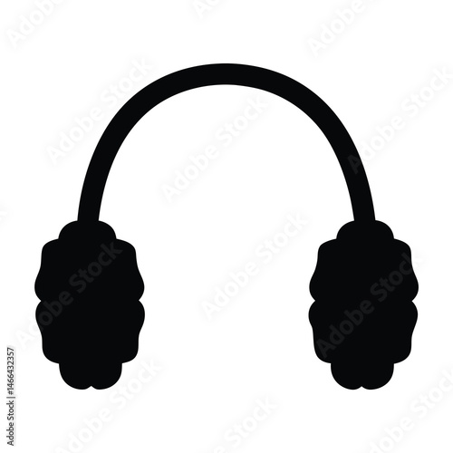 ear muffs vector silhouette icon, black and white illustration of footwear.