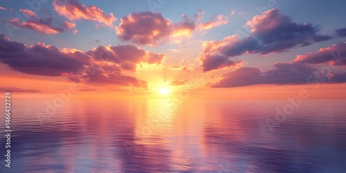 Sunset over Calm Ocean