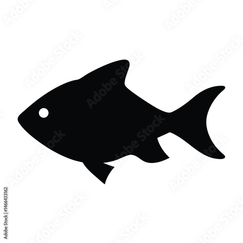 electric blue ram fish vector silhouette icon, black and white illustration of fish.