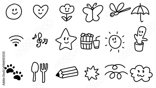 set of hand drawn icons