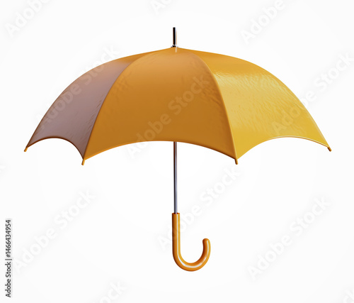Yellow Umbrella 3D Isolated on Transparent Background