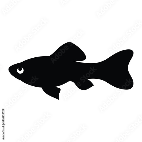 endler s livebearer fish vector silhouette icon, black and white illustration of fish.