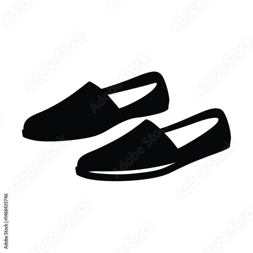 espadrilles vector silhouette icon, black and white illustration of footwear.