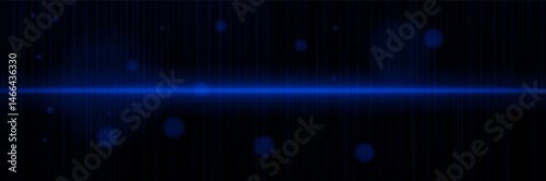 Blue horizontal energy pulse with orbs, vertical lines, faint glow. Illustrates digital signal, sci-fi light, futuristic pulse, electric beam.