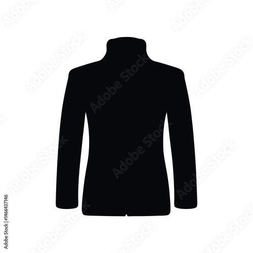 faux fur coat vector silhouette icon, black and white illustration of clothing.